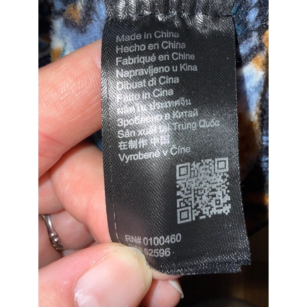 Kavu Fleece Pullover Women Medium Blue Orange‎ Geometric Aztec Button Up